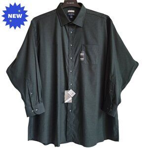 19 34/35 Green Dress Shirt Traditional Fit Jos A Bank New 3X Solid Mens Opened